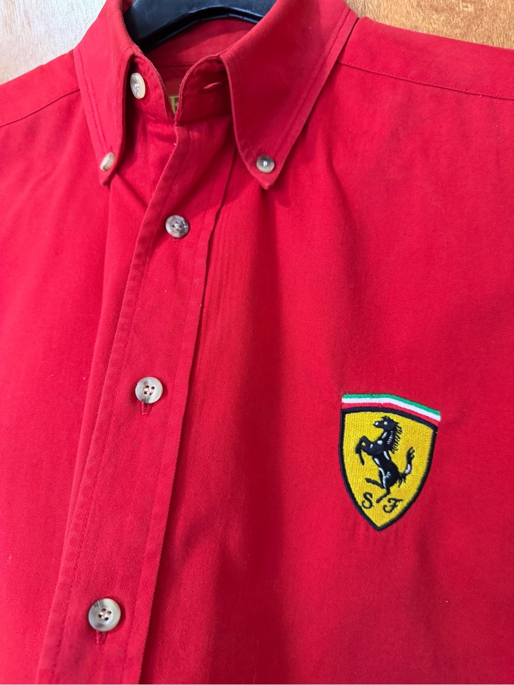 Ferrari Red Button-Down Shirt with Shield Patch - Picture 2 of 6